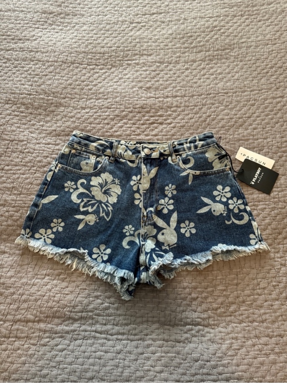 Playboy By Pacsun Jean Shorts Bunny and Flower Design